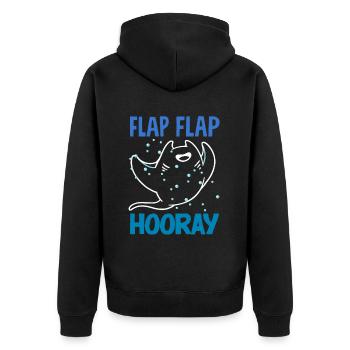 Ocean Animal Diving Stingray Mantarochen - Unisex Premium Bio Zip Hoodie - Schwarz - Hinten - Nico (187cm)
