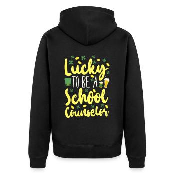 Conseillère scolaire Fête de la Saint-Patrick - Veste à capuche bio Premium Unisexe - noir - Dos - Nico (187cm)