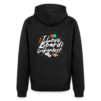 Brettspiel Brettspiele Spieleabend Spiele Geschenk - Unisex Premium Bio Zip Hoodie - Schwarz - Hinten - Nico (187cm)