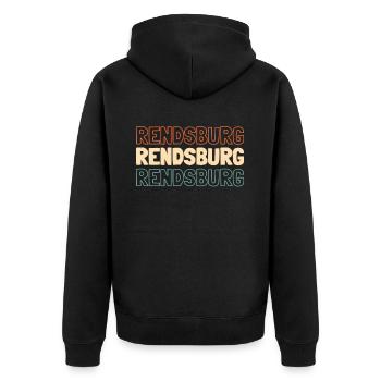 German city Rendsburg Schleswigholstein - Unisex Premium Organic Zip Hoodie - black - Back - Nico (187cm)