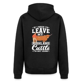 Wenn Ich Mein Highland Rind Verlassen Muss Ich Geh - Unisex Premium Bio Zip Hoodie - Schwarz - Hinten - Nico (187cm)