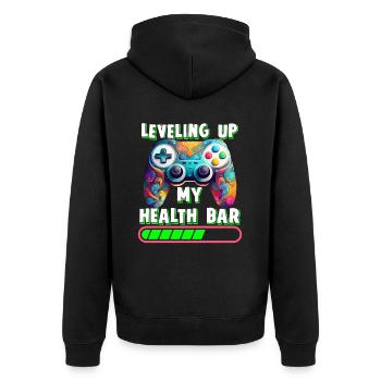 Mise à niveau de ma manette de jeu de récupération de ma barre de santé - Veste à capuche bio Premium Unisexe - noir - Dos - Nico (187cm)