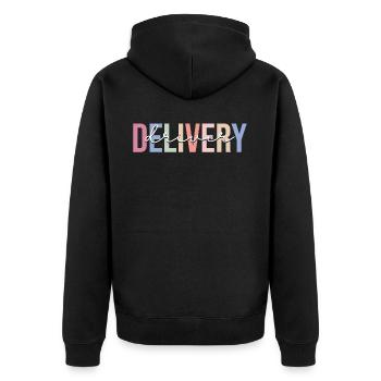 Delivery Driver Courier - Unisex Premium Organic Zip Hoodie - black - Back - Nico (187cm)