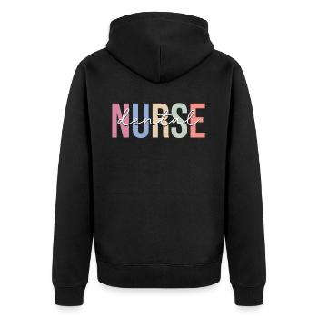 Zahnmedizinische Fachangestellte Zahnärztin Zahnär - Unisex Premium Bio Zip Hoodie - Schwarz - Hinten - Nico (187cm)