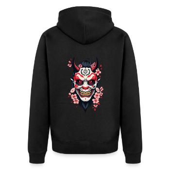 Oni Démon Masque Samouraï Esthétique Yokai - Veste à capuche bio Premium Unisexe - noir - Dos - Nico (187cm)