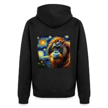 Borneo Orangutan Starry Night - Unisex Premium Organic Zip Hoodie - black - Back - Nico (187cm)