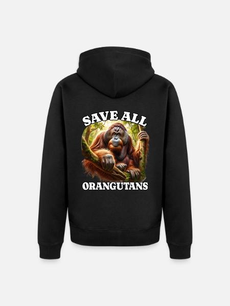 Orangutan - Unisex Premium Organic Zip Hoodie - black