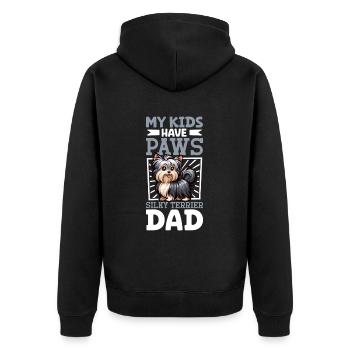 Australian Silky Terrier Dad - Unisex Premium Organic Zip Hoodie - black - Back - Nico (187cm)