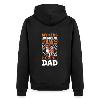 Basenji Papa - Unisex Premium Bio Zip Hoodie - Schwarz - Hinten - Nico (187cm)