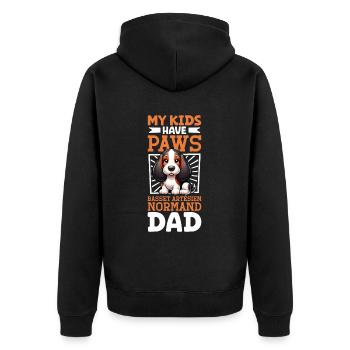 Basset Artésien Normand Papa - Unisex Premium Organic Zip Hoodie - black - Back - Nico (187cm)