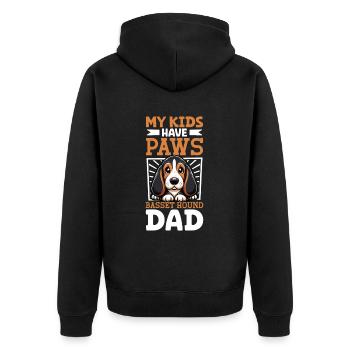 Basset Hound Papa - Unisex Premium Bio Zip Hoodie - Schwarz - Hinten - Nico (187cm)