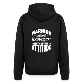 Teenager Teenie Teen Teens Teeny Geschenk - Unisex Premium Bio Zip Hoodie - Schwarz - Hinten - Nico (187cm)