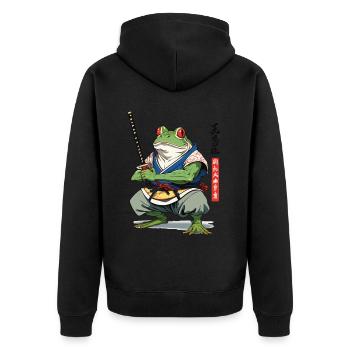 Samouraï Grenouille Vintage Style Ukiyo-e Style Japon - Veste à capuche bio Premium Unisexe - noir - Dos - Nico (187cm)