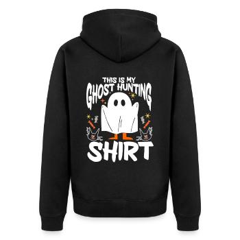 This Is My Ghost Hunting Shirt Paranormal Hunter - Unisex Premium Bio Zip Hoodie - Schwarz - Hinten - Nico (187cm)
