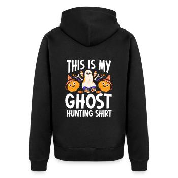 This Is My Ghost Hunting Shirt Paranormal Hunter - Unisex Premium Bio Zip Hoodie - Schwarz - Hinten - Nico (187cm)