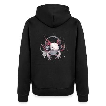 Axolotl Motif Tail Lurch Animal Lover Headphones - Unisex Premium Organic Zip Hoodie - black - Back - Nico (187cm)