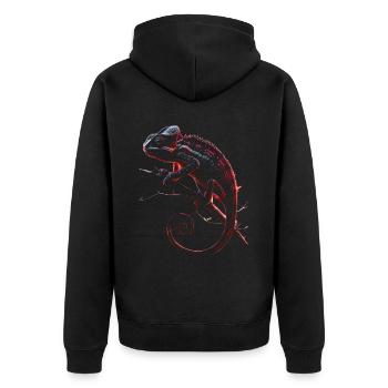 Chamäleon Motiv Tier Tierliebhaber Reptilien Echse - Unisex Premium Bio Zip Hoodie - Schwarz - Hinten - Nico (187cm)