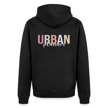 Stadtplaner Planung - Unisex Premium Bio Zip Hoodie - Schwarz - Hinten - Nico (187cm)