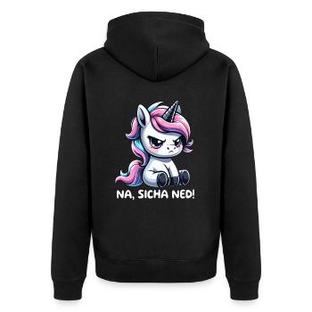 Na Sicha Ned Dialect Funny Unicorn Dialect - Unisex Premium Organic Zip Hoodie - black - Back - Nico (187cm)