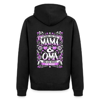 Geschenk Oma Baby Nachwuchs Mama Sprüche - Unisex Premium Bio Zip Hoodie - Schwarz - Hinten - Nico (187cm)