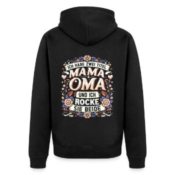 Geschenk Oma Baby Nachwuchs Mama Sprüche - Unisex Premium Bio Zip Hoodie - Schwarz - Hinten - Nico (187cm)