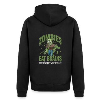 Zombie - Unisex Premium Bio Zip Hoodie - Schwarz - Hinten - Nico (187cm)