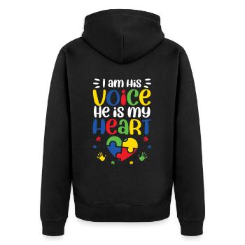 Autismus Awareness Day Autist Geschenk - Unisex Premium Bio Zip Hoodie - Schwarz - Hinten - Nico (187cm)