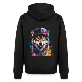 Casquette Snapback Loup Imprimé Animal Coloré - Veste à capuche bio Premium Unisexe - noir - Dos - Nico (187cm)