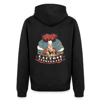 Lactose tolerant or lactose intolerant - Unisex Premium Organic Zip Hoodie - black - Back - Nico (187cm)
