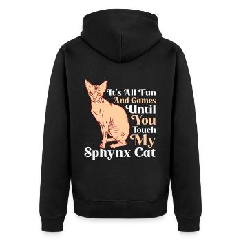 Drôle de chat Sphynx Dicton - Veste à capuche bio Premium Unisexe - noir - Dos - Nico (187cm)