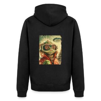 UFO Retro Vintage Uncanny Alien Ski Lizard - Unisex Premium Organic Zip Hoodie - black - Back - Nico (187cm)