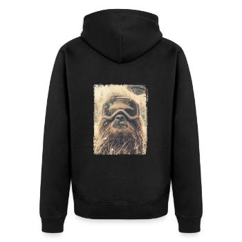 OVNI rétro vintage étrange extraterrestre paresseux de neige - Veste à capuche bio Premium Unisexe - noir - Dos - Nico (187cm)