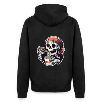 Skelett Ramen Nudeln für Gruselfilme Japanisches - Unisex Premium Bio Zip Hoodie - Schwarz - Hinten - Nico (187cm)