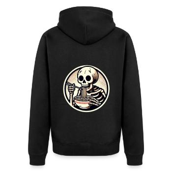Skeleton Ramen Noodles for Scary Movies Japanese - Unisex Premium Organic Zip Hoodie - black - Back - Nico (187cm)