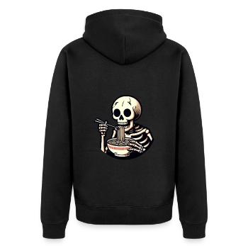 Skeleton Ramen Noodles for Horror Movies Japanese - Unisex Premium Organic Zip Hoodie - black - Back - Nico (187cm)