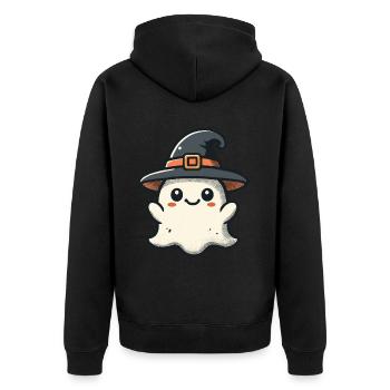 Lustiger Hexen Geist Gespenstische Party - Unisex Premium Bio Zip Hoodie - Schwarz - Hinten - Nico (187cm)