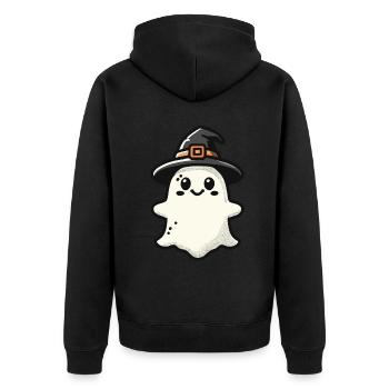 Lustiger Hexen Geist Gespenstische Party - Unisex Premium Bio Zip Hoodie - Schwarz - Hinten - Nico (187cm)