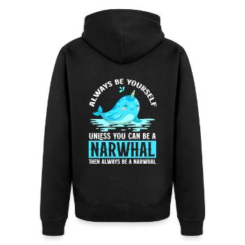 Mer de narval Mignon amoureux du narwhaler - Veste à capuche bio Premium Unisexe - noir - Dos - Nico (187cm)