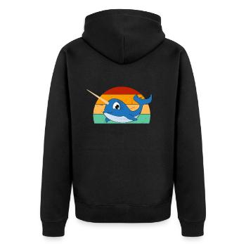 Narwhal Sea Süßer Narwhaler Liebhaber - Unisex Premium Bio Zip Hoodie - Schwarz - Hinten - Nico (187cm)