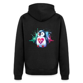 Penguin ECG - Unisex Premium Organic Zip Hoodie - black - Back - Nico (187cm)