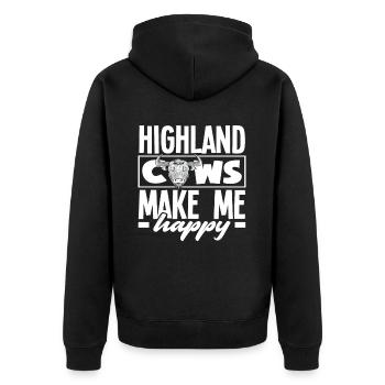 Highland cows make me happy - Unisex Premium Organic Zip Hoodie - black - Back - Nico (187cm)