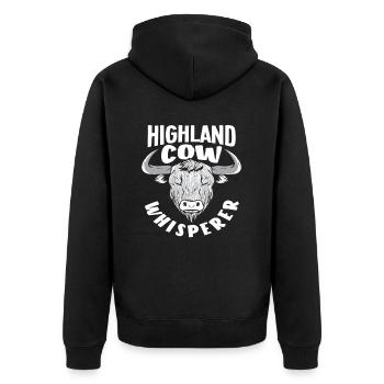 Highland Cow Whisperer Scottish Highland Cattle - Unisex Premium Organic Zip Hoodie - black - Back - Nico (187cm)