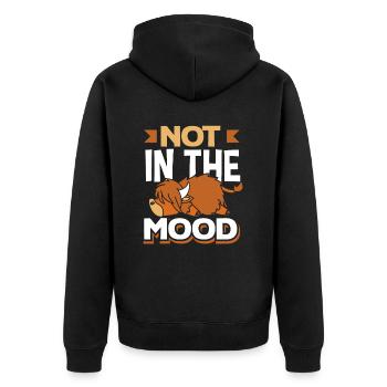 Highland Cow Not In The Mood - Unisex Premium Organic Zip Hoodie - black - Back - Nico (187cm)