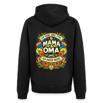 Geschenk Oma Baby Nachwuchs Mama Sprüche - Unisex Premium Bio Zip Hoodie - Schwarz - Hinten - Nico (187cm)