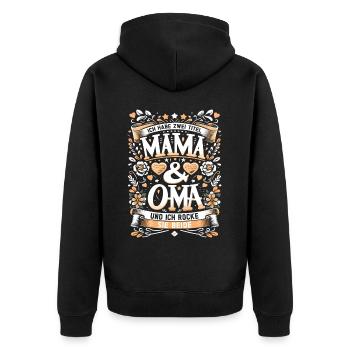 Geschenk Oma Baby Nachwuchs Mama Sprüche - Unisex Premium Bio Zip Hoodie - Schwarz - Hinten - Nico (187cm)