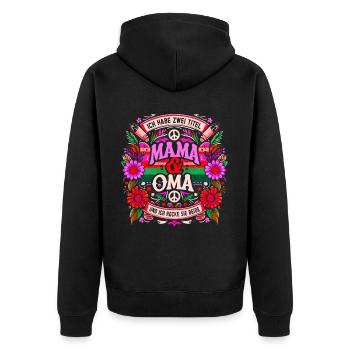 Geschenk Oma Baby Nachwuchs Mama Sprüche - Unisex Premium Bio Zip Hoodie - Schwarz - Hinten - Nico (187cm)