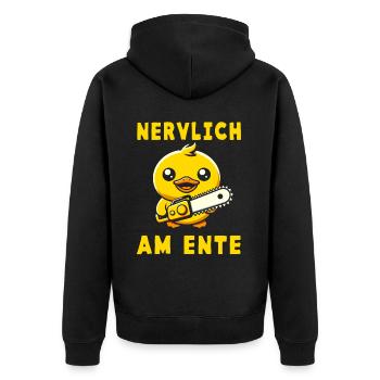 Stress Gestresst Nerven Arbeit Geschenk Spruch - Unisex Premium Bio Zip Hoodie - Schwarz - Hinten - Nico (187cm)