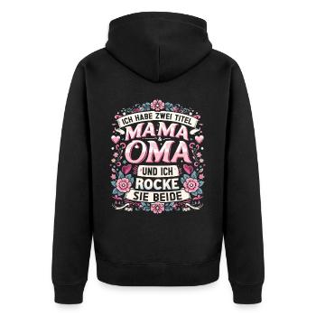 Geschenk Oma Baby Nachwuchs Mama Sprüche - Unisex Premium Bio Zip Hoodie - Schwarz - Hinten - Nico (187cm)