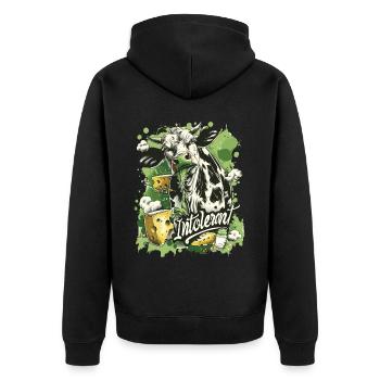 Lactose tolerant or lactose intolerant - Unisex Premium Organic Zip Hoodie - black - Back - Nico (187cm)