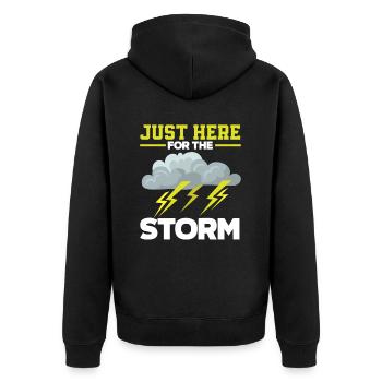 Only here for the storm storm chaser - Unisex Premium Organic Zip Hoodie - black - Back - Nico (187cm)